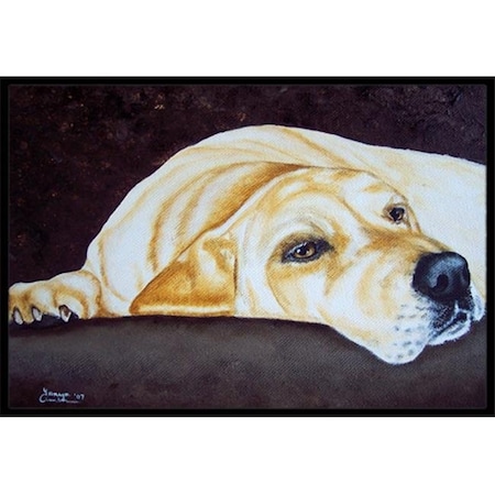 Carolines Treasures Carolines Treasures AMB1072MAT Naptime Yellow Labrador Indoor or Outdoor Mat; 18 x 27 AMB1072MAT